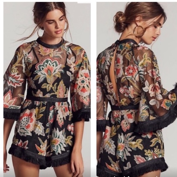 Alice McCall Georgie Boy Floral Embroidered Jumpsuit - Black and Multicolor